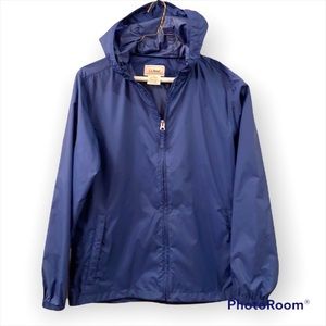 LL Bean Windbreaker Jacket Navy Blue Hood Zip Up WM SZ XS ☔️💧